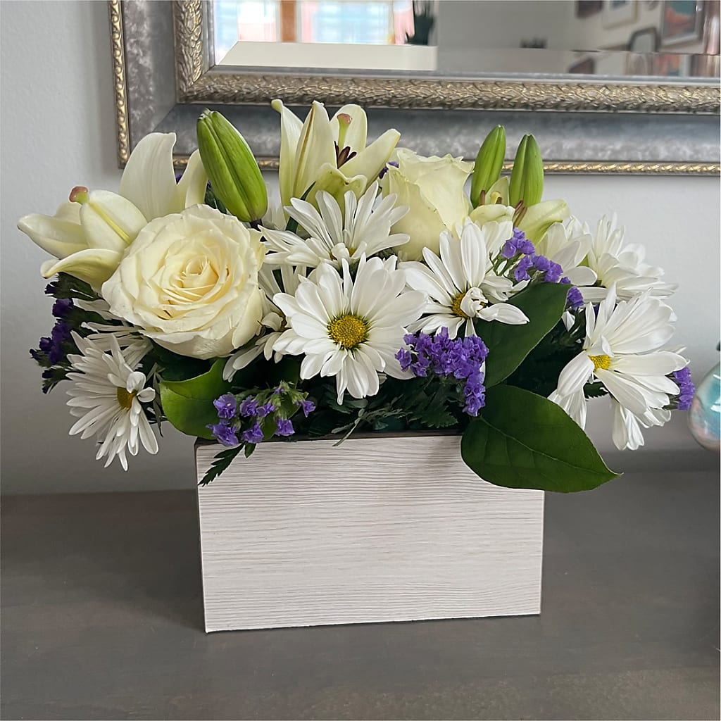 Beyond Blue Box Bouquet – Floral Creations, Mcadoo PA