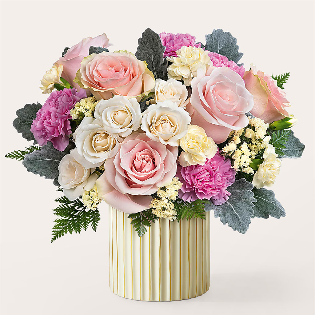 Blissful Moments Bouquet with Ivory Vase – Floral Creations, Mcadoo PA
