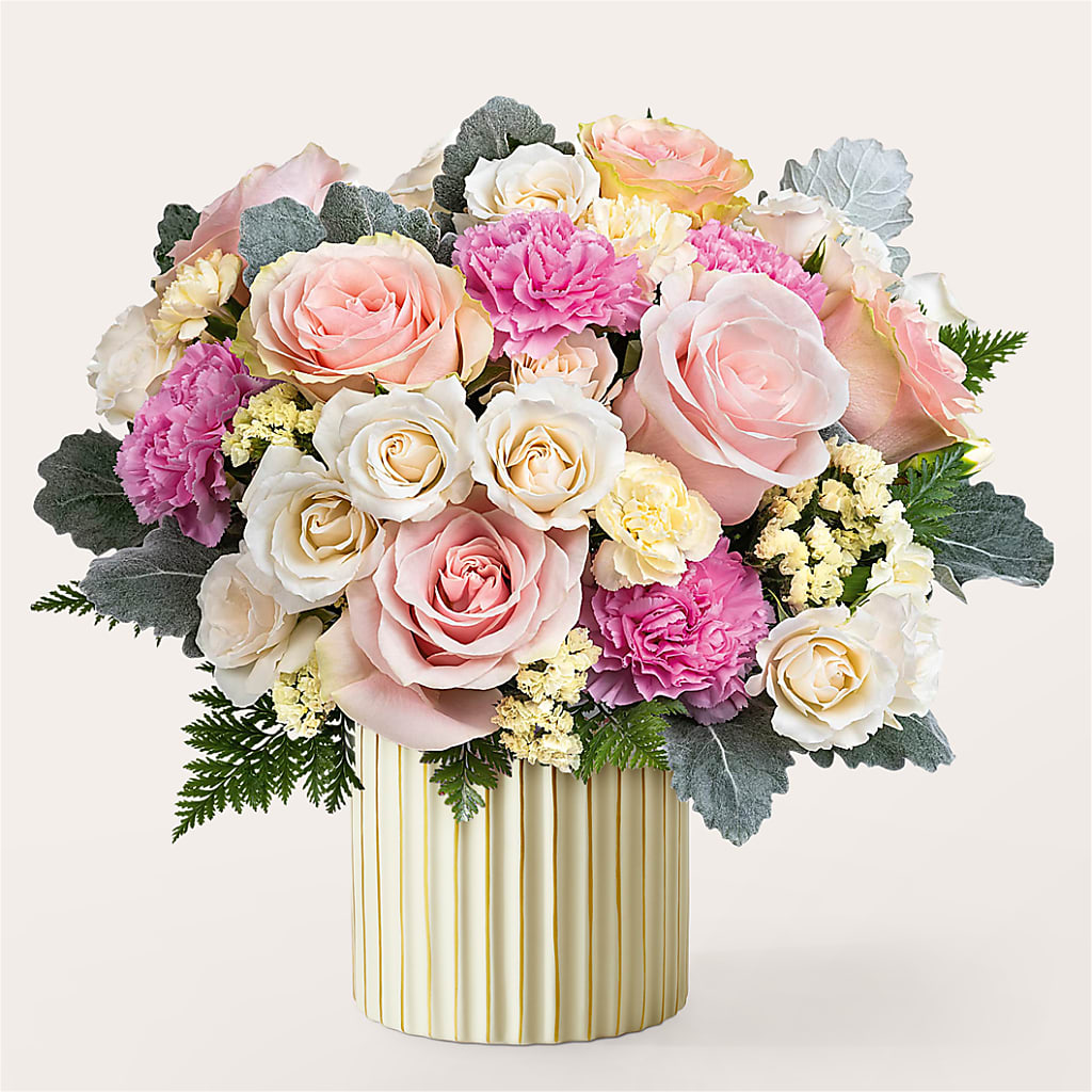 Blissful Moments Bouquet with Ivory Vase – Floral Creations, Mcadoo PA