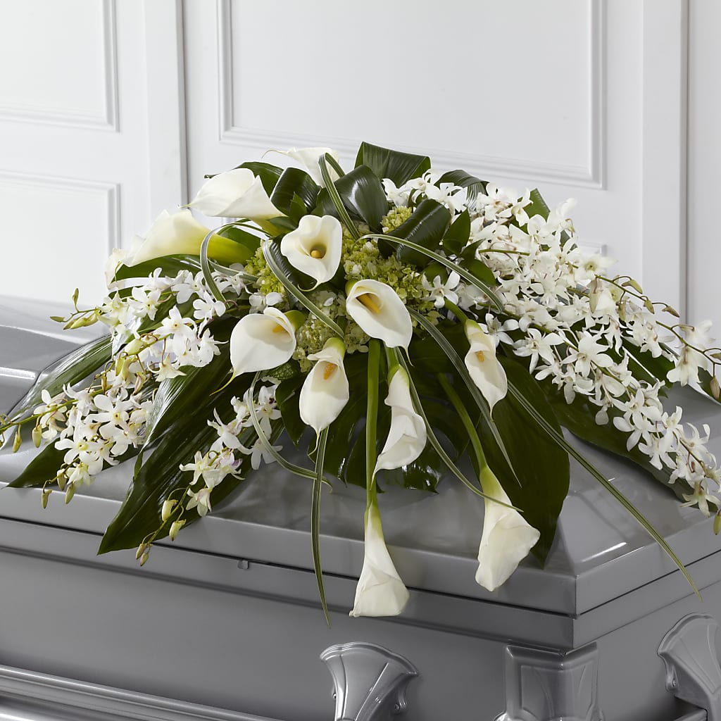 Angel Wings Casket Spray – Floral Creations, Mcadoo PA