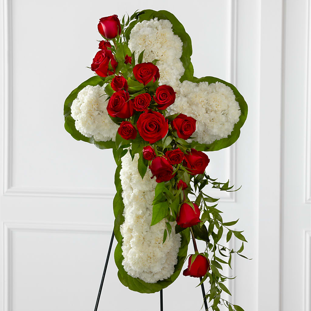 Floral Cross Easel – Floral Creations, Mcadoo PA