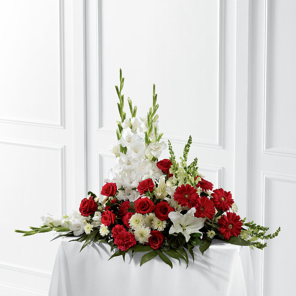 Crimson & White Arrangement – Floral Creations, Mcadoo PA