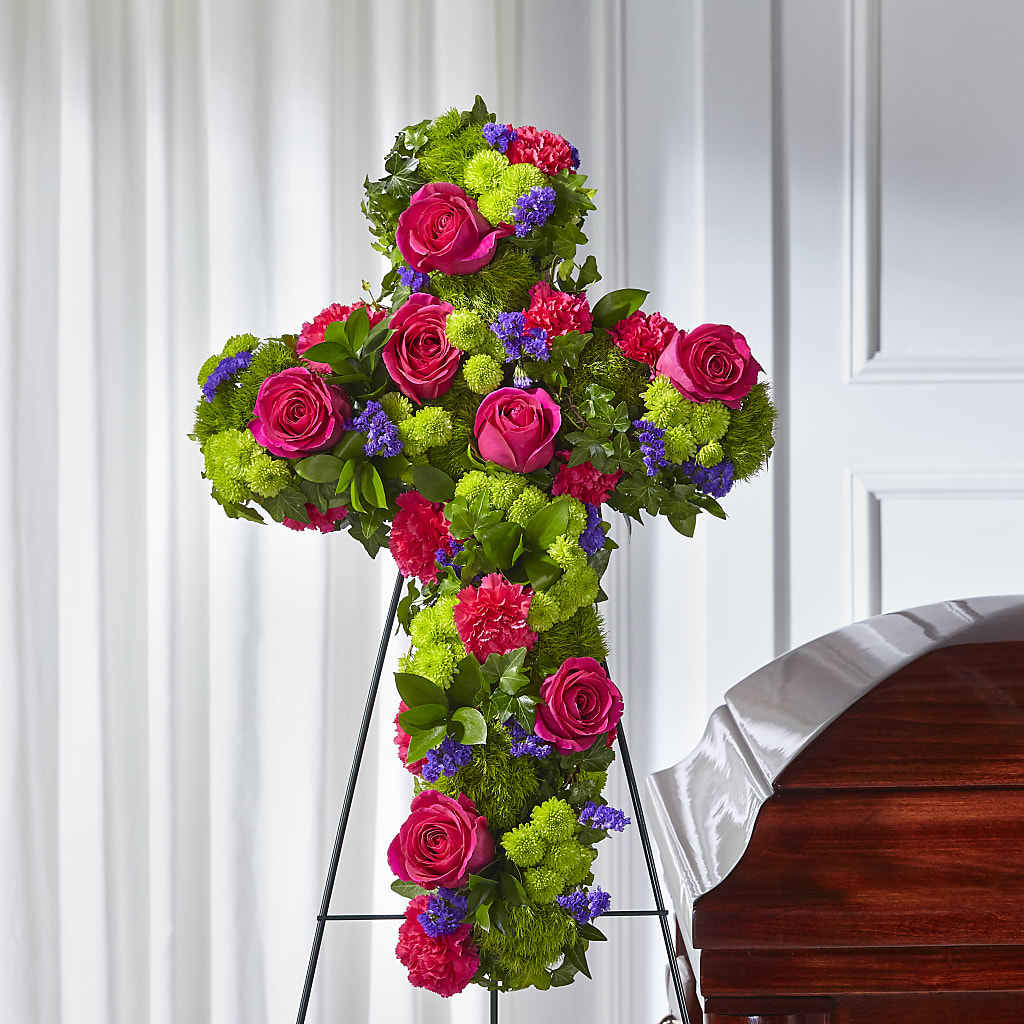 Tribute Rose Floral Cross – Floral Creations, Mcadoo PA