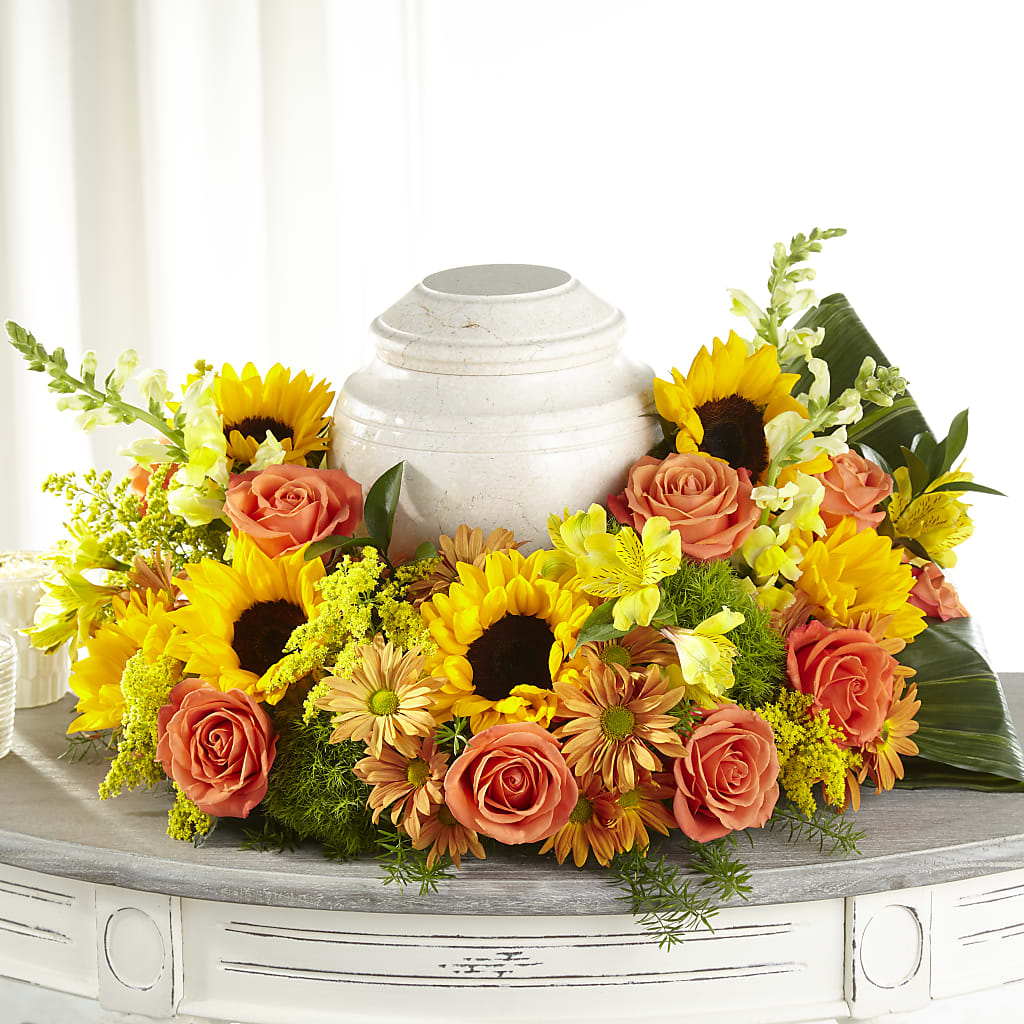Faithful Sunflower Cremation Adornment – Floral Creations, Mcadoo PA