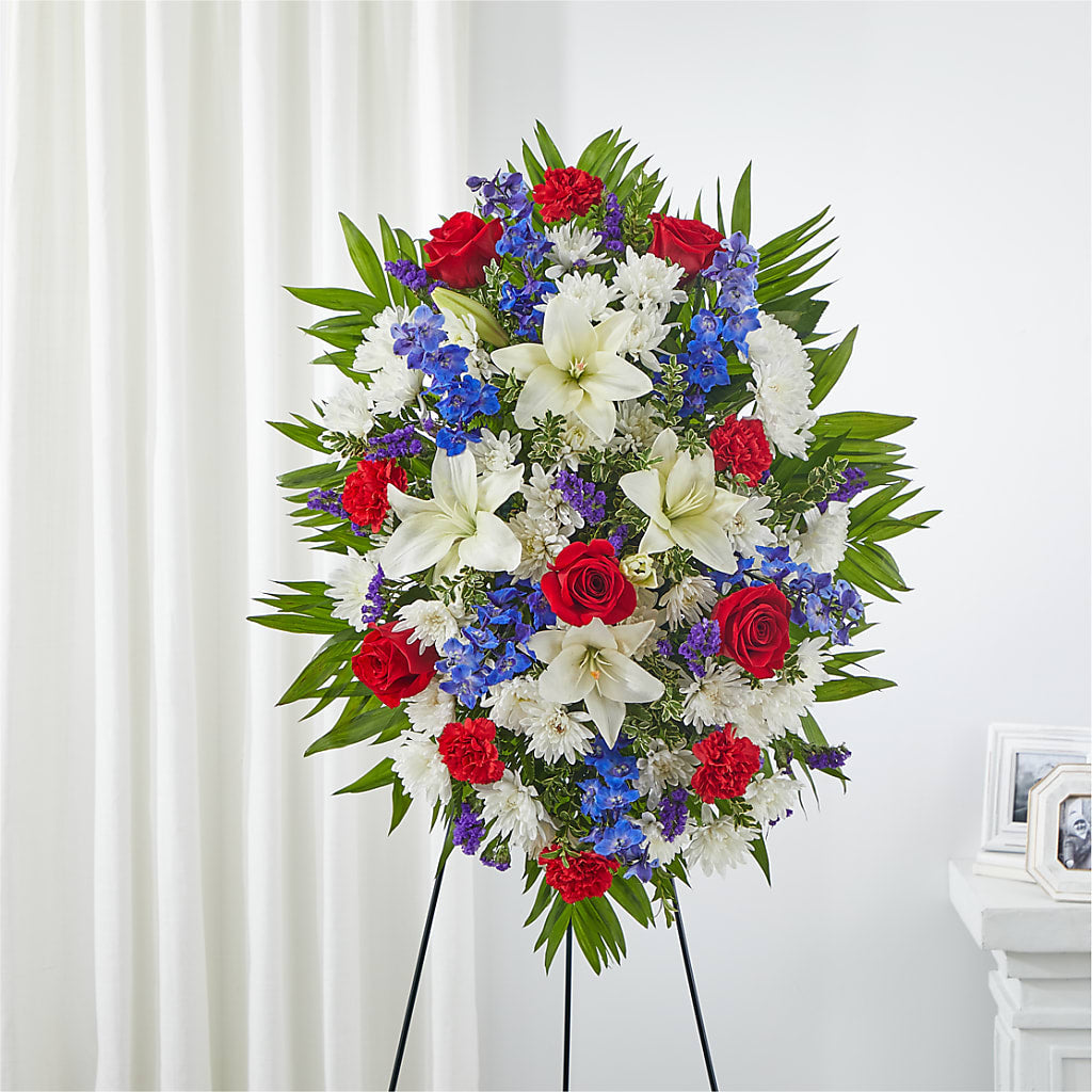 Cherished Service Standing Spray – Floral Creations, Mcadoo PA