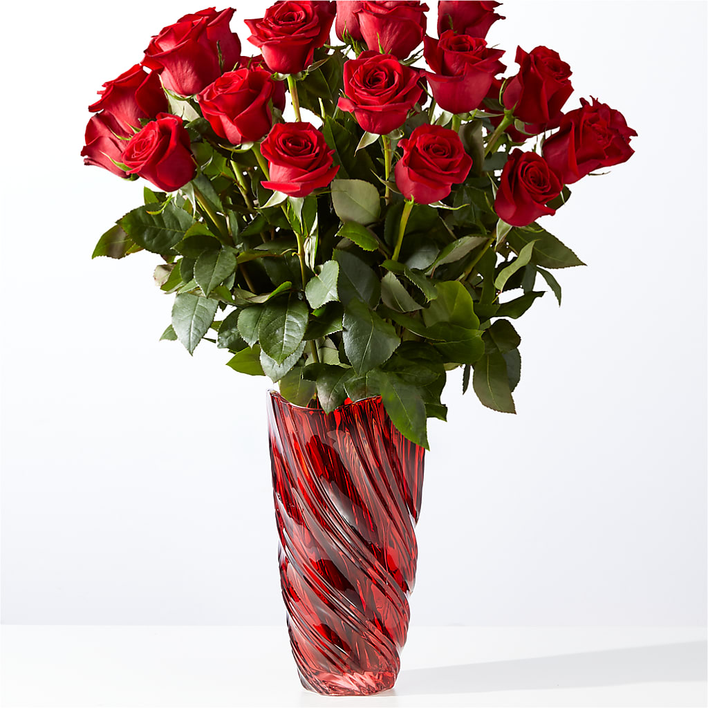 Classic Love Red Rose Bouquet with Luxe Swirl Vase – Floral Creations, Mcadoo PA