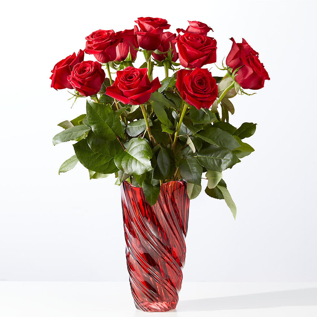 Classic Love Red Rose Bouquet with Luxe Swirl Vase – Floral Creations, Mcadoo PA