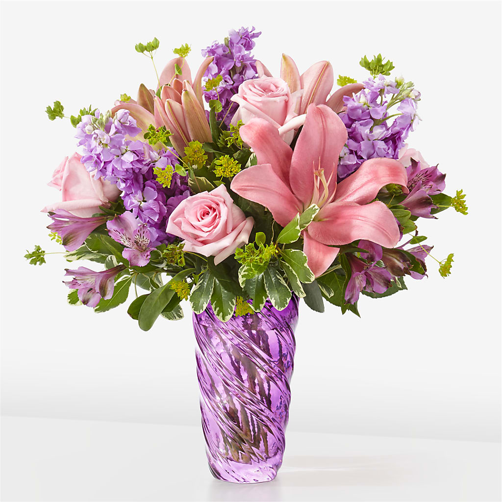 Precious Petals Bouquet with Luxe Swirl Vase – Floral Creations, Mcadoo PA