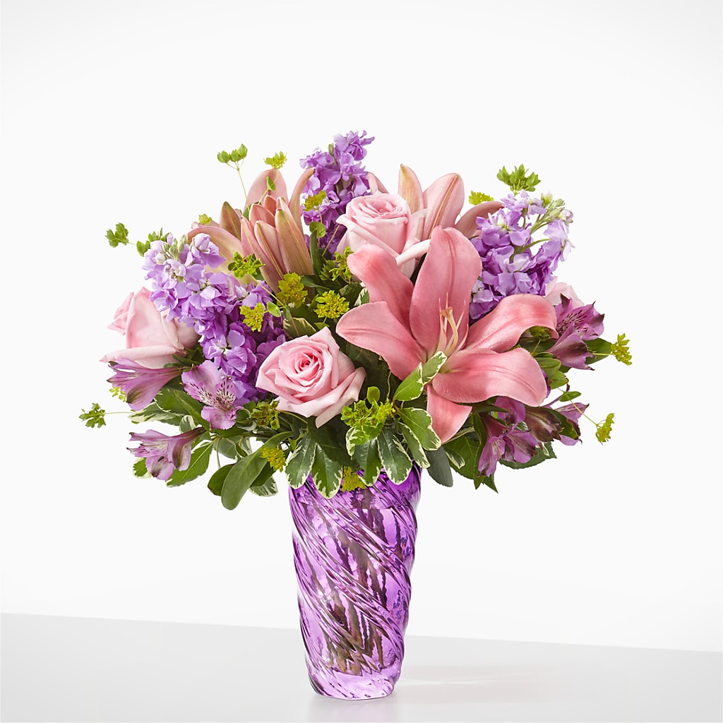 Precious Petals Bouquet with Luxe Swirl Vase – Floral Creations, Mcadoo PA