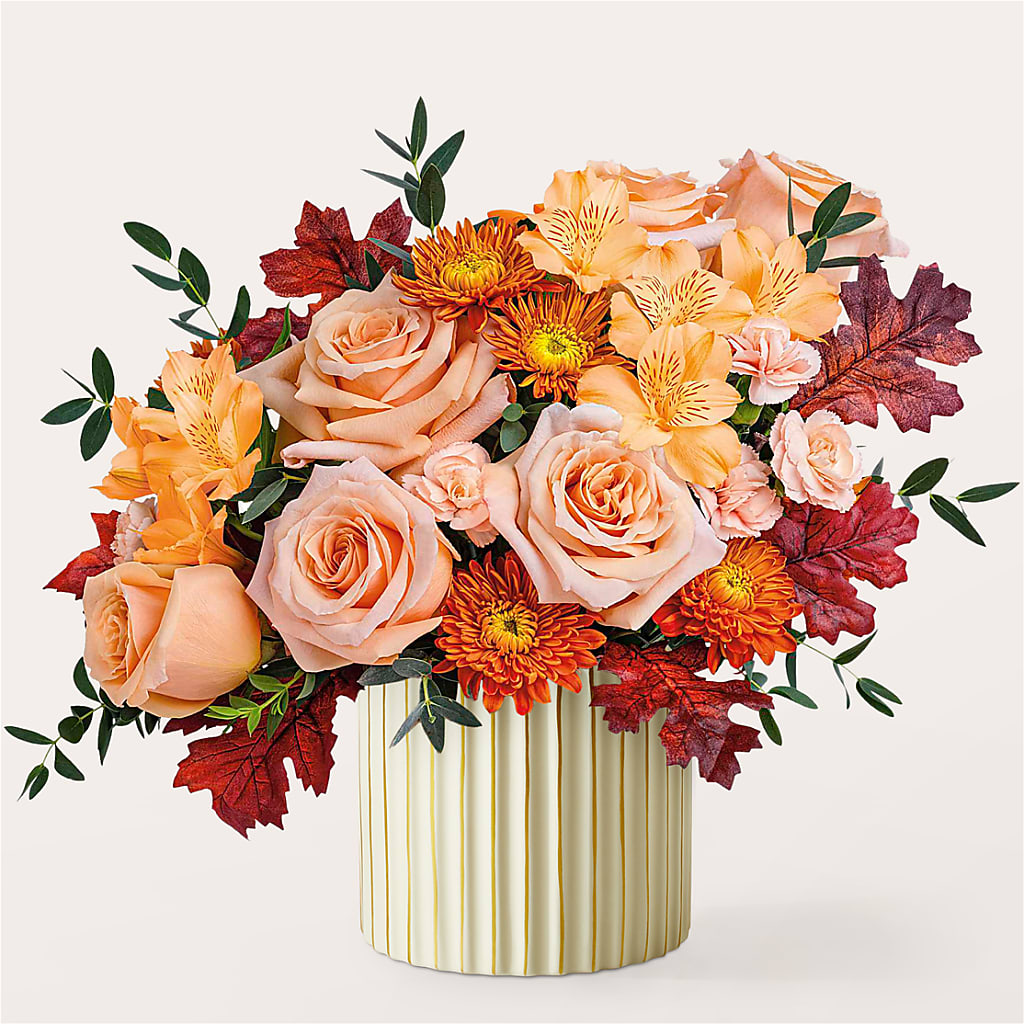 Spiced Latte Bouquet with Ivory Vase – Floral Creations, Mcadoo PA
