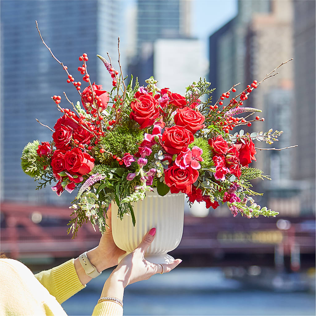 Big Red Bow Bouquet –  Floral Creations, Mcadoo PA