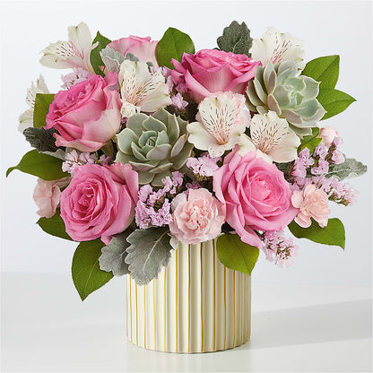 Dusty Rose Bouquet with Ivory Vase –  Floral Creations, Mcadoo PA