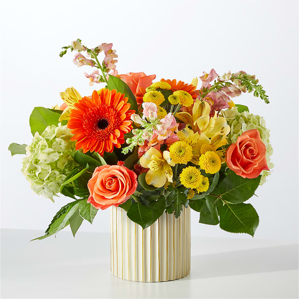 Autumn Sunshine Bouquet with Ivory Vase –  Floral Creations, Mcadoo PA