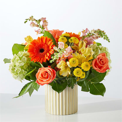 Autumn Sunshine Bouquet with Ivory Vase –  Floral Creations, Mcadoo PA