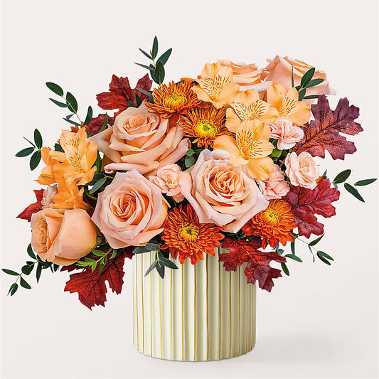 Spiced Latte Bouquet with Ivory Vase –  Floral Creations, Mcadoo PA